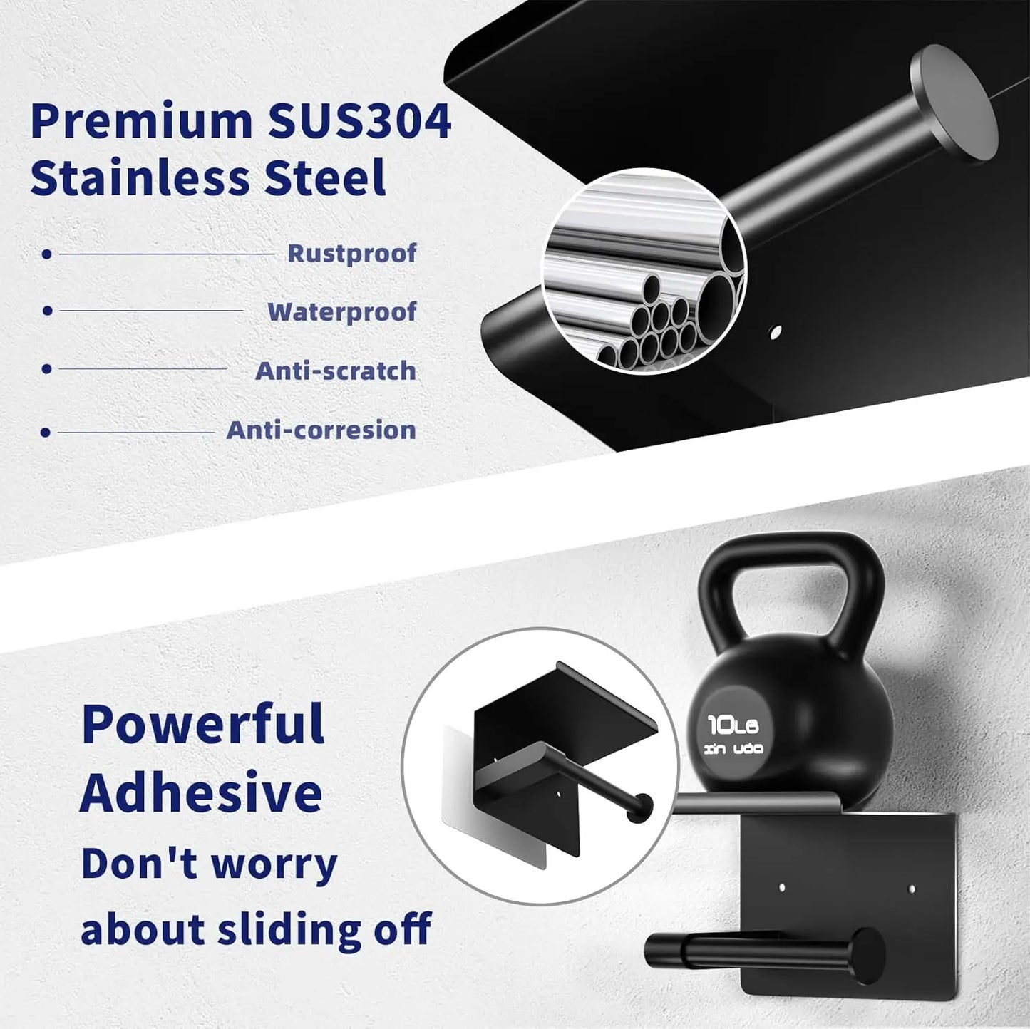 Self Adhesive Toilet Paper Holder with Phone Shelf Stainless Steel Wall Mount Toilet Paper Roll Holder for Bathroom Accessories