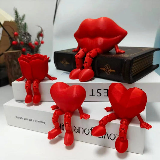 3D Printed Heart Ornament Desk Accessiories Wedding Party Decorations Romantic style Movable decoration Statue Holiday Gifts
