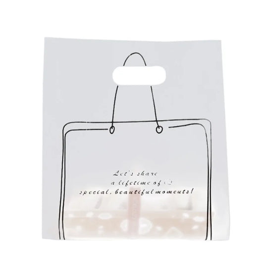 50 Pack Frosted Handle Plastic Bag Simple Lines Merchandise Bags for Baking Bento Fruits Packing