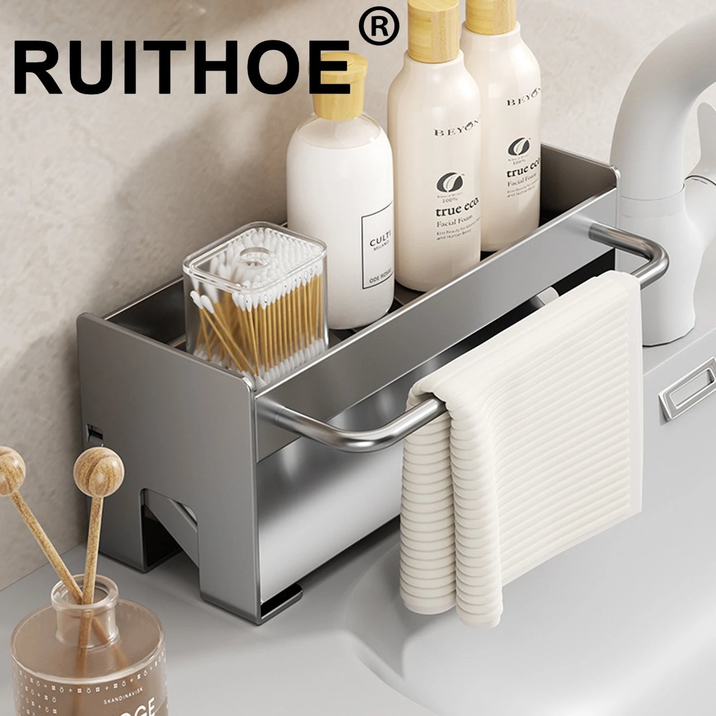 Kitchen Sponge Holder Stainless Steel Sink Drain Rack Soap Drainer Towel Rack Shelf Organiser bathroom Storage Accessories