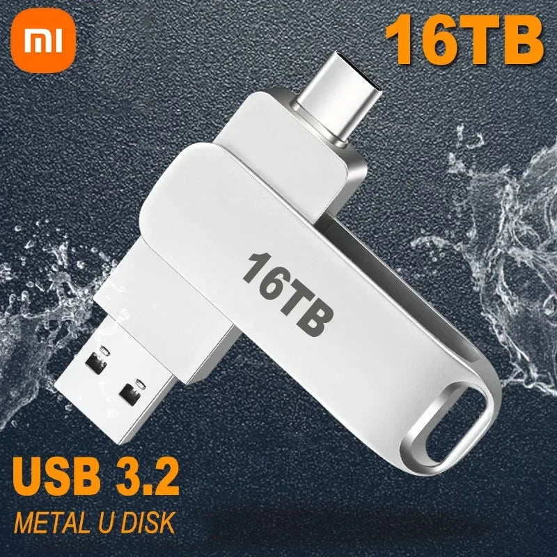 XIAOMI 16TB Flash Drives USB 3.2 High Speed USB Transfer Metal Pendrive Memory Card Pendrive Flash Disk Memoria Waterproof Stick