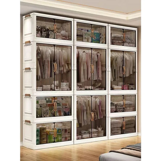 70-80cm Multifunction Folding Storage Cabinet | Dustproof Foldable Wardrobe & Closet Organiser | Heavy-Duty Household Sundries Locker Storage Box