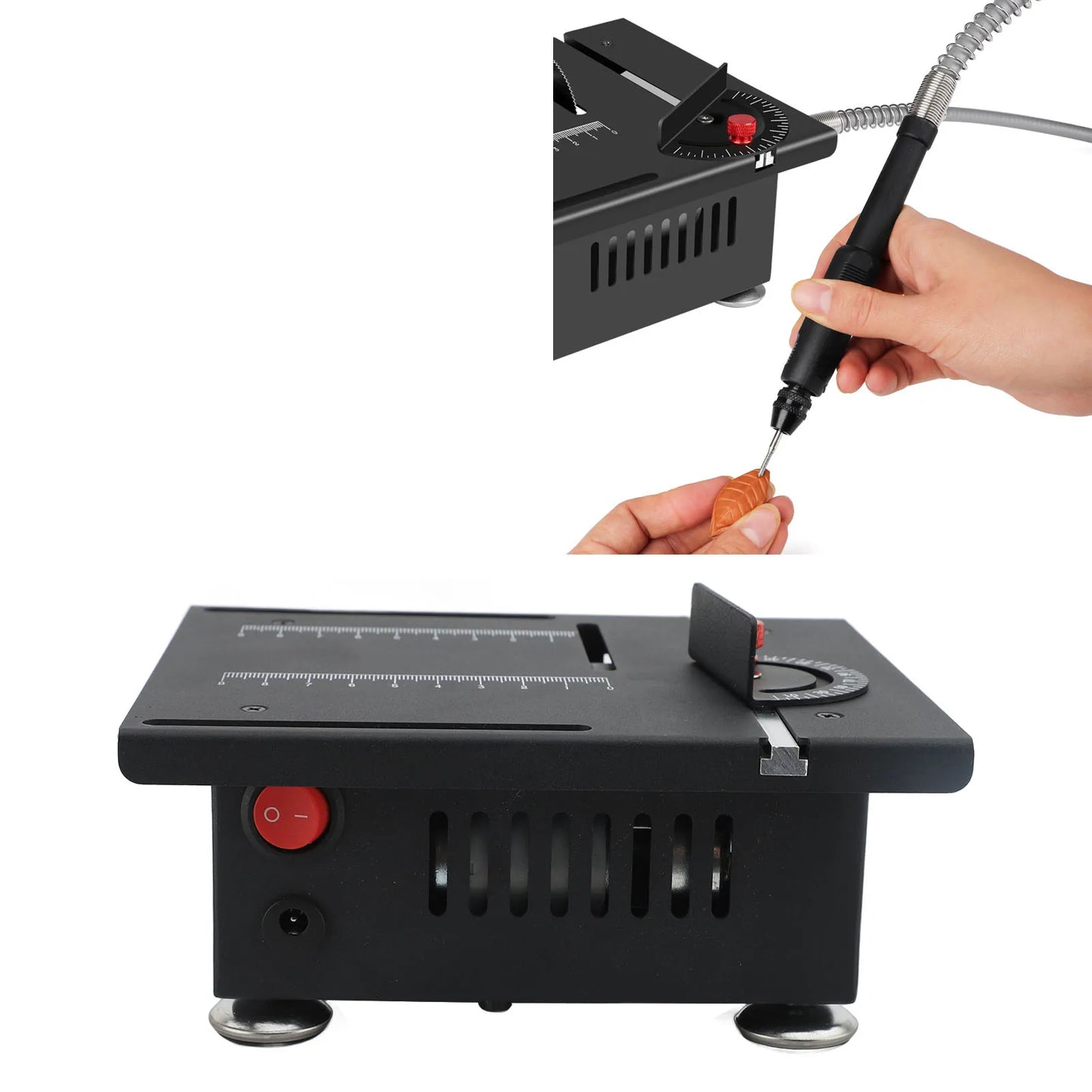 Table Saw 7 Speeds 100W Multifunctional Dust Collection Box  Desktop Electric Saw Cutter for Wood PCB Acrylic Plastic