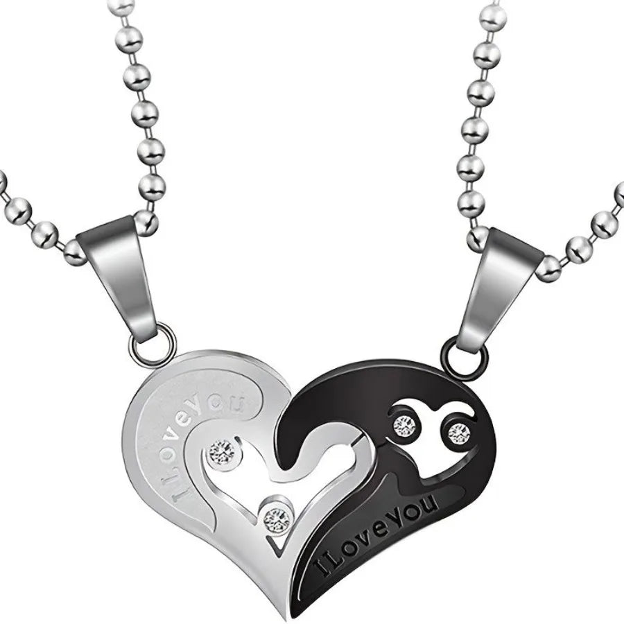 'I Love You' Stainless Steel Necklace Two Piece Set