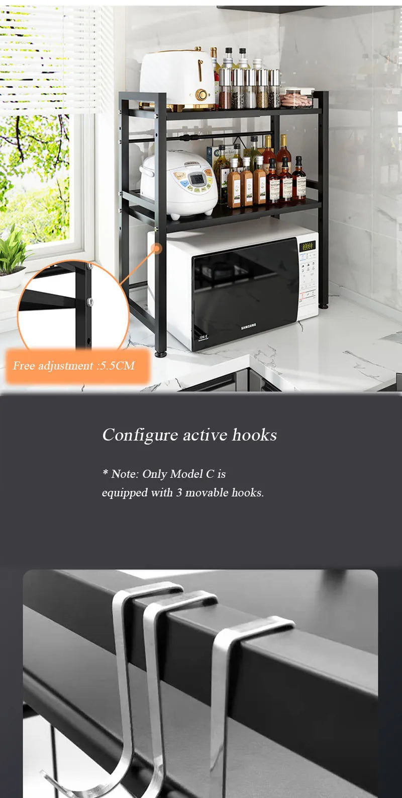 Retractable Multi-Functional Kitchen Rack Table Microwave Stove Rack Stove Cabinet Storage Rack Rice Cooker Storage Rack