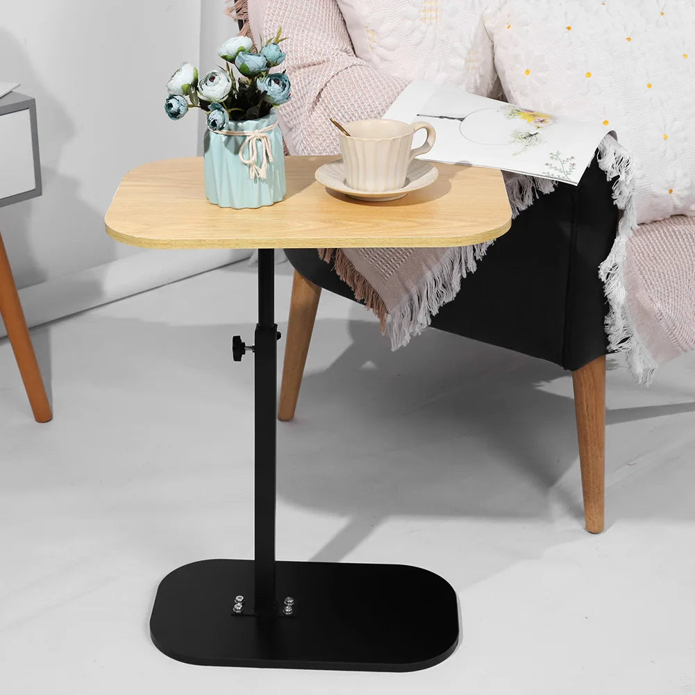 C Shaped Side Table Portable Corner Table 360°Swivel & Flip Top C Shaped End Table for Couch Laptop Stand Coffee Drink Table