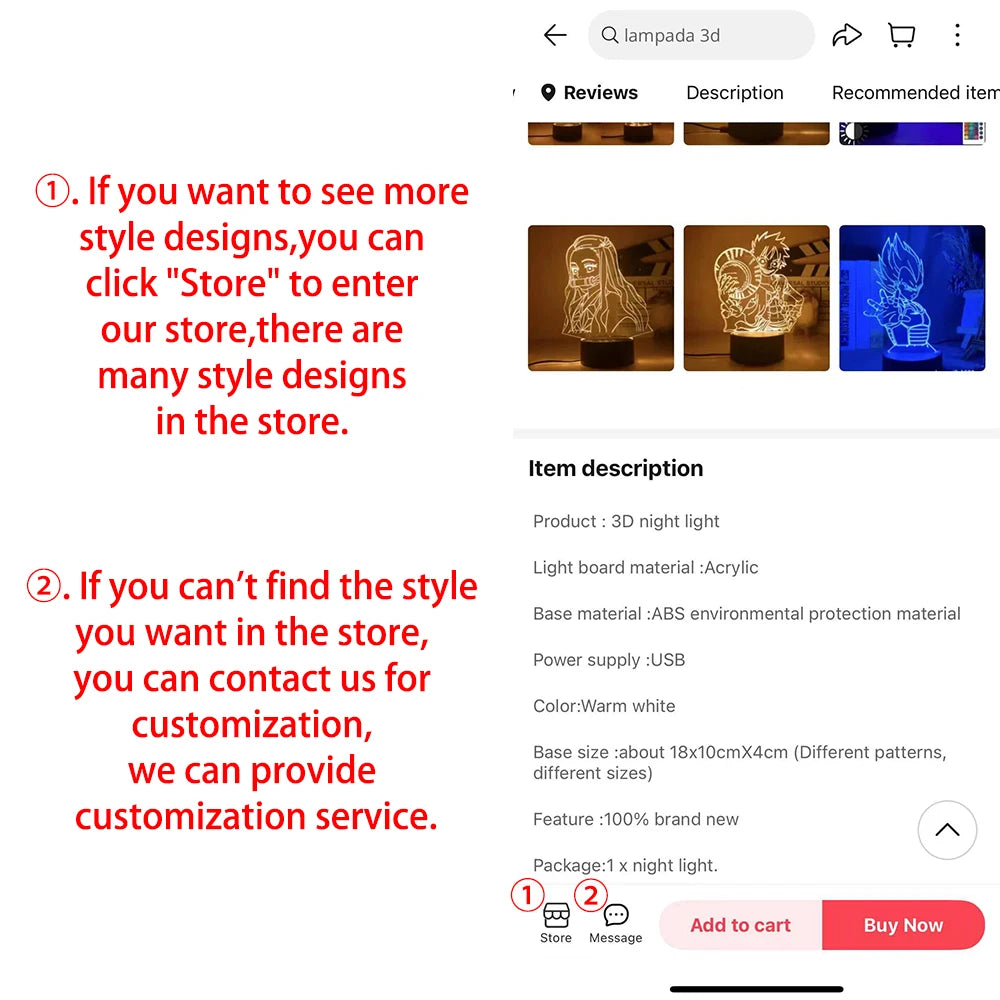 Love Cute 3D Led Night Light Acrylic Lights