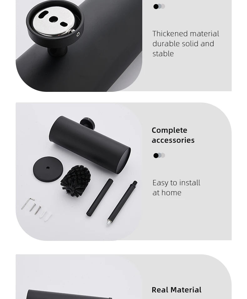Stainless Steel Bathroom Toilet Brush Holder Accessories Black Toilet Brush Wall Mounted WC Cleaner Brush FR07