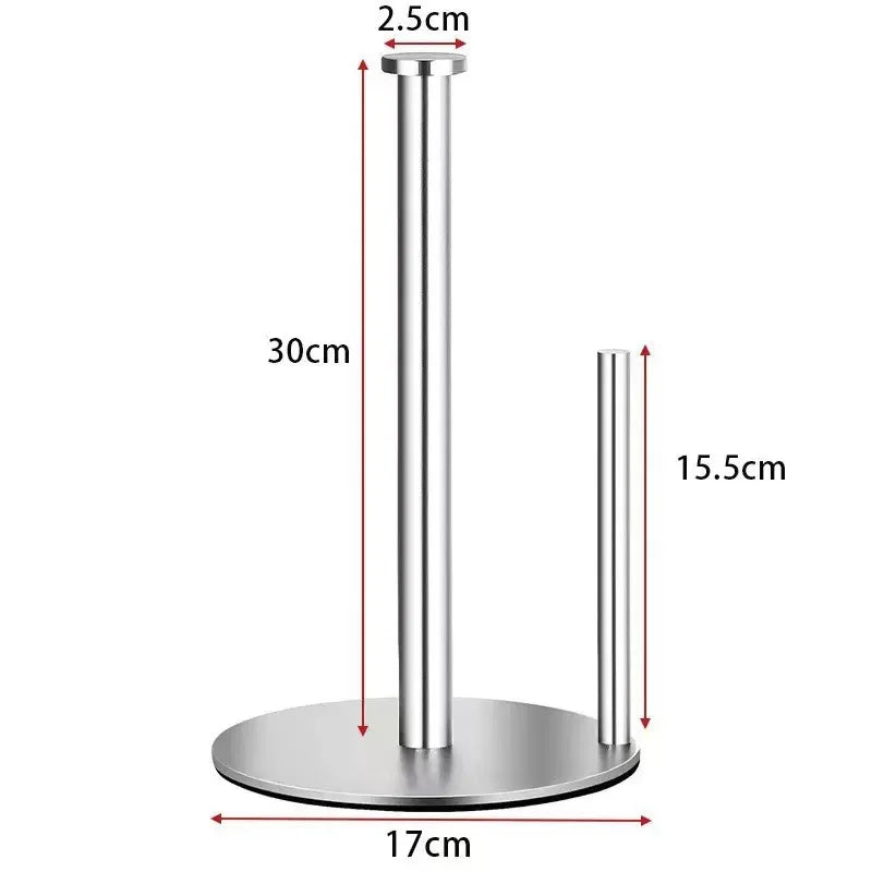 Paper Towel Holder Black, Premium Stainless Steel Kitchen Roll Dispenser, Countertop Roll Organizer with Weighted Base