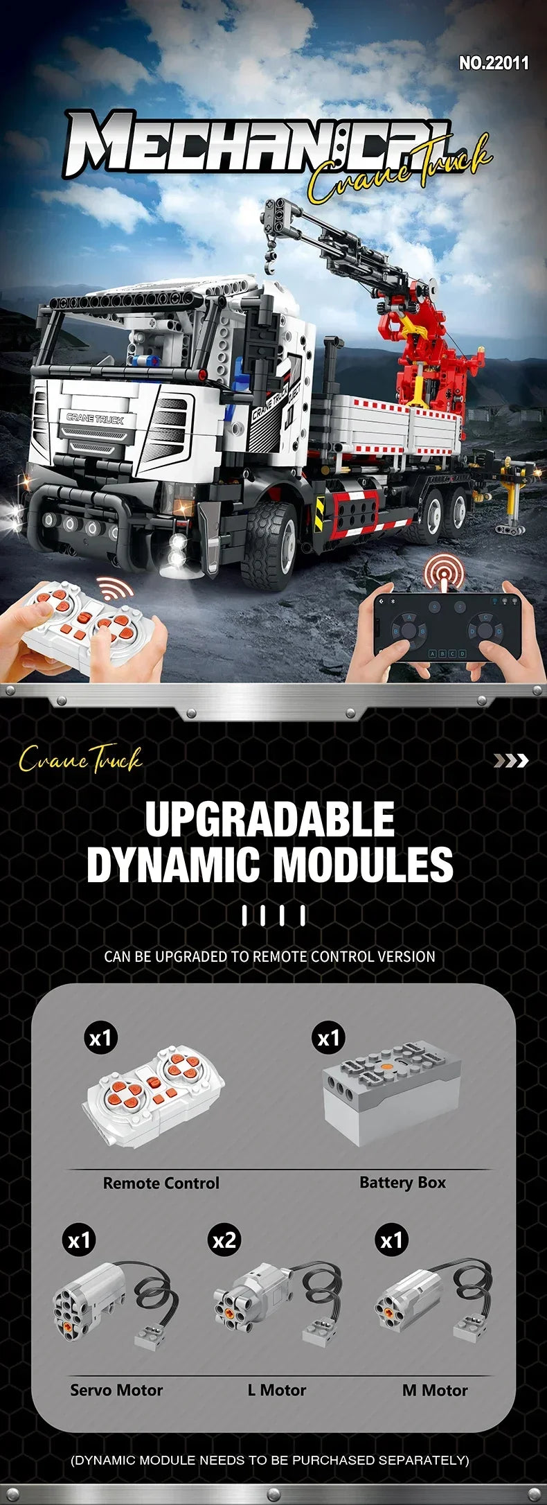 2328PCS Multifunctional Crane Truck Building Blocks Remote Control Engineering Vehicle RC Car Bricks Kids Toys Birthday Gifts