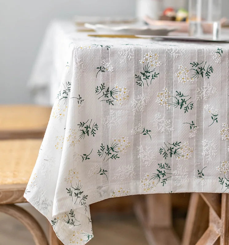 Korean Style Daisy Tassels Cotton Floral Table Cloth