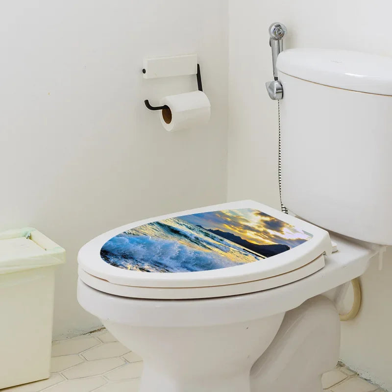 1pc DIY Undersea Animal Pattern Bathroom Decor 3D Toilet Seat Sticker PVC Art Wallpaper Removable Bathroom Decals Toilet Sticker