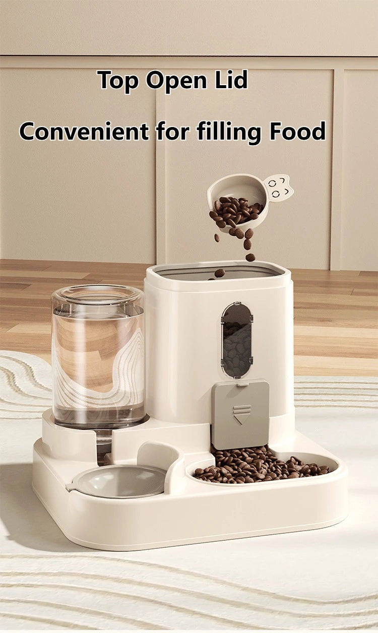 2-in-1 Gravity Pet Feeder and Water Dispenser, Small Dog Cat Food and Water Dispenser, Pet Feeder Water Bowl