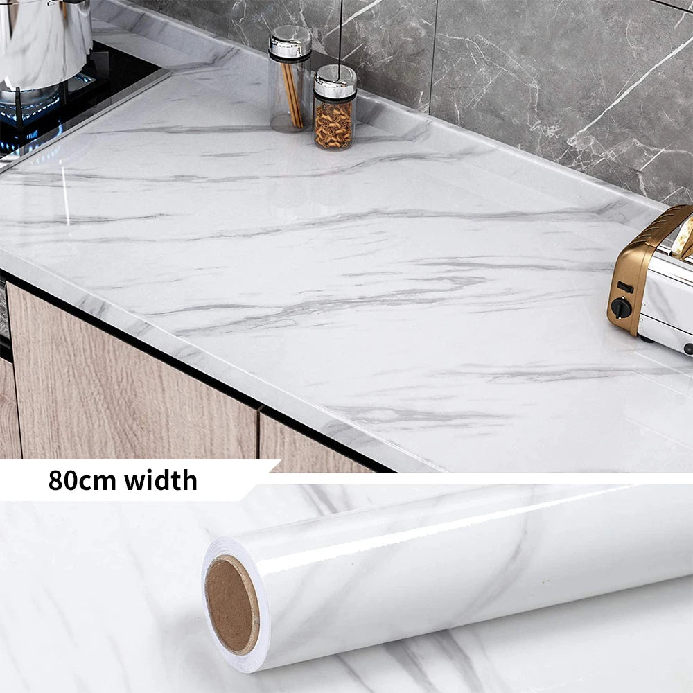 PVC Thickened Waterproof And Oil-proof Marble Wallpaper Self-adhesive Sticker Bathroom Cabinet Cooktop Desktop Decorative Film