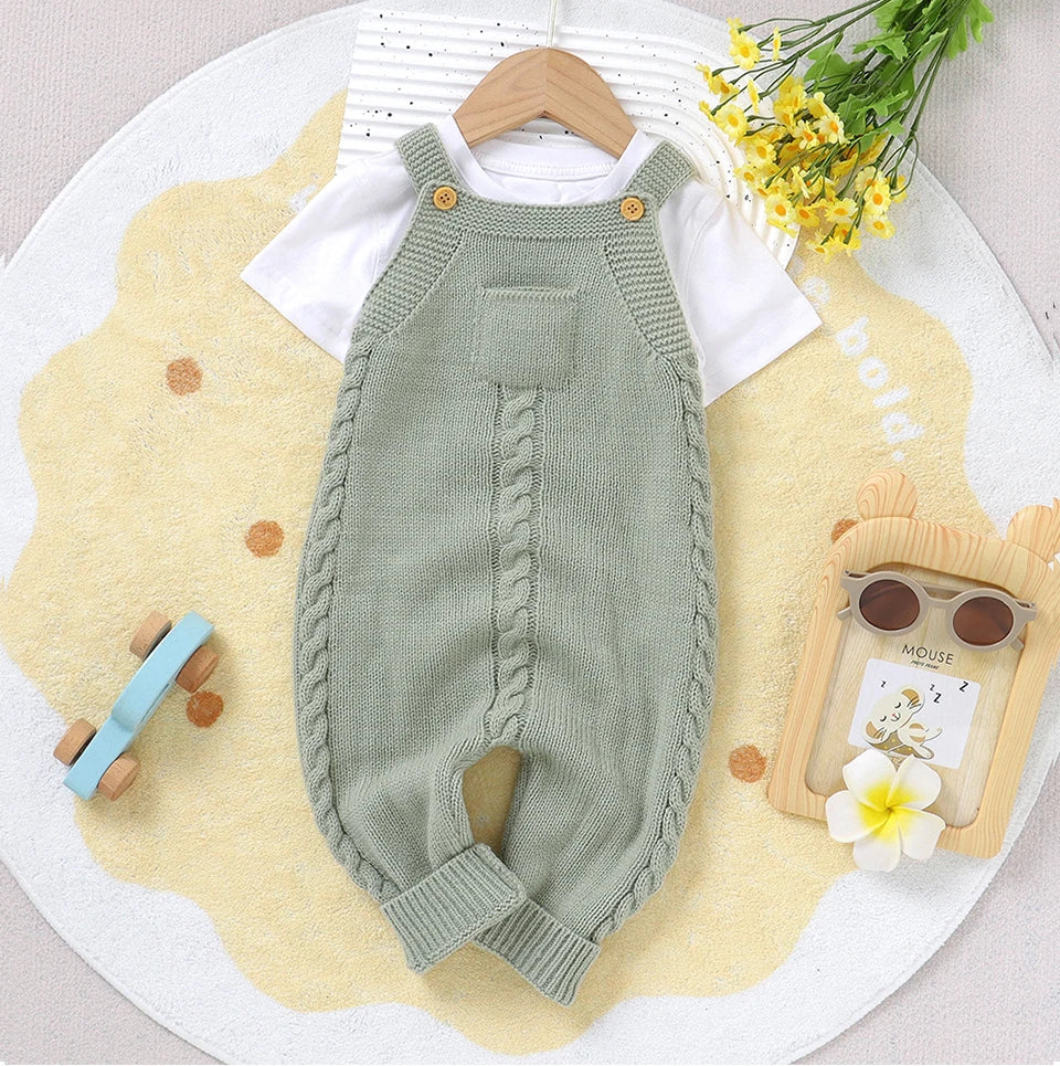Baby Rompers for Boys Girls Solid Sleeveless Knitted Jumpsuits Playsuits 0-18m One Piece Newborn Netural Outfits Toddler Clothes