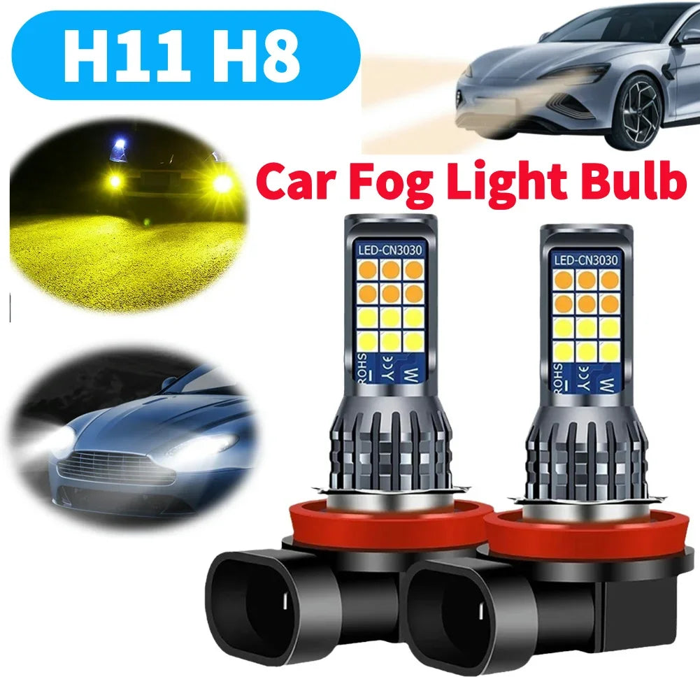 2Pcs Dual Color Car Fog Light Bulb DC 10-30V 35W H11 H8 Auto Fog Lamp 3000-6000K Car LED Fog Lamp Yellow White IP67 Waterproof