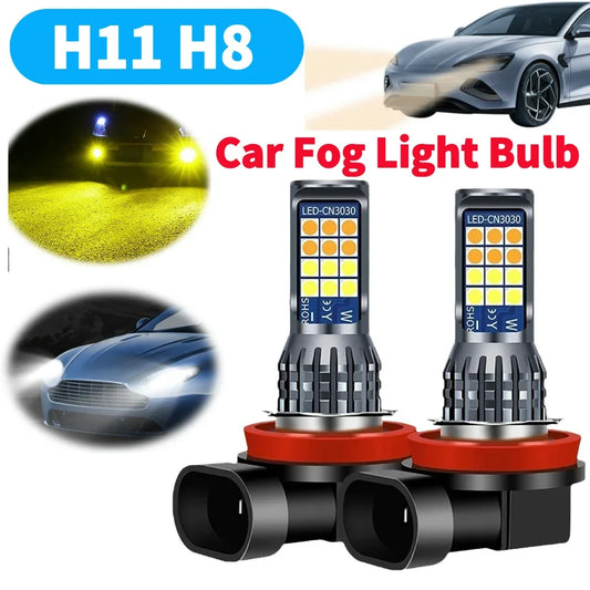 2Pcs Dual Color Car Fog Light Bulb DC 10-30V 35W H11 H8 Auto Fog Lamp 3000-6000K Car LED Fog Lamp Yellow White IP67 Waterproof
