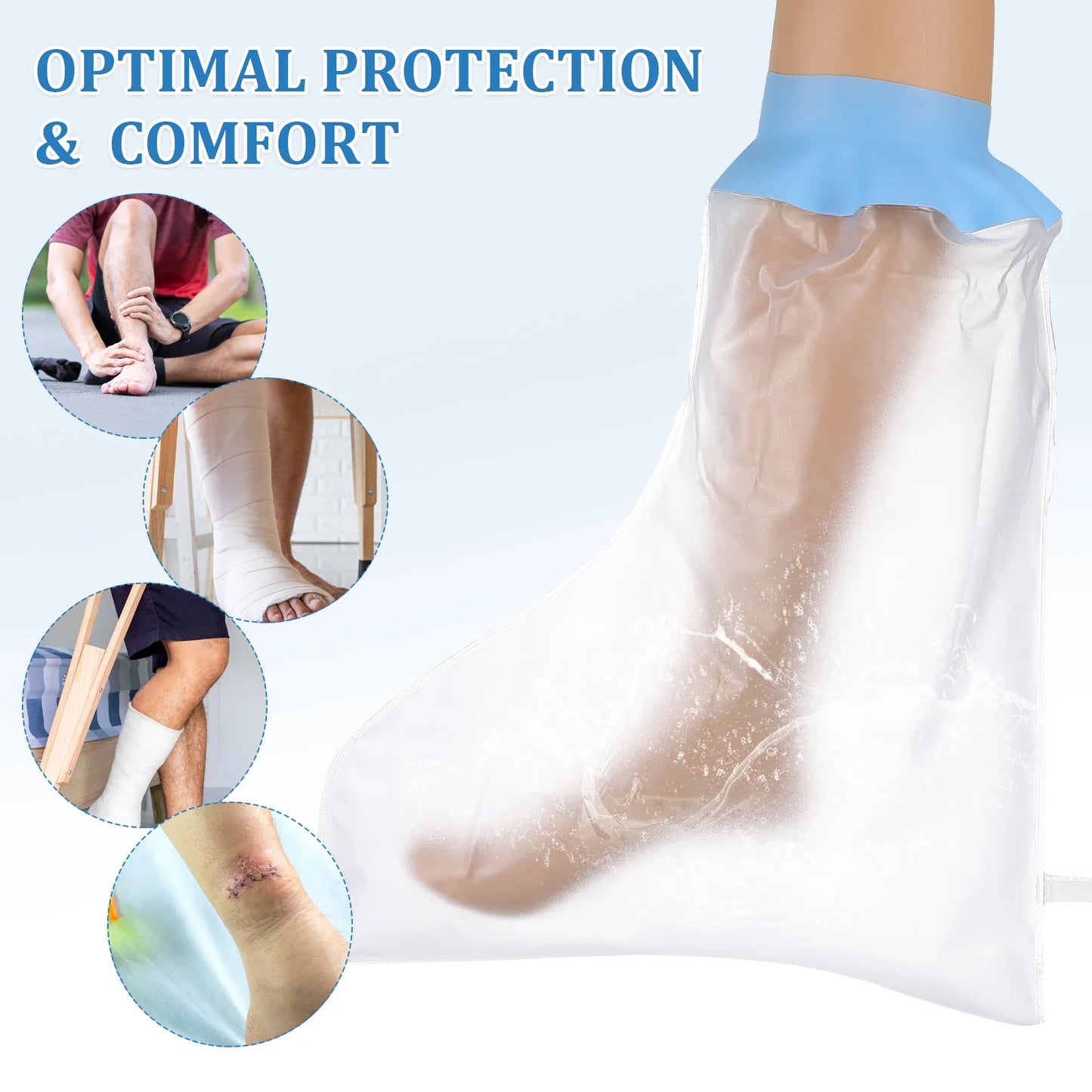 Waterproof Foot Covers Shower Boot Adult Cast Silica Gel Protector Elastic Opening Reusable for Drying Storage
