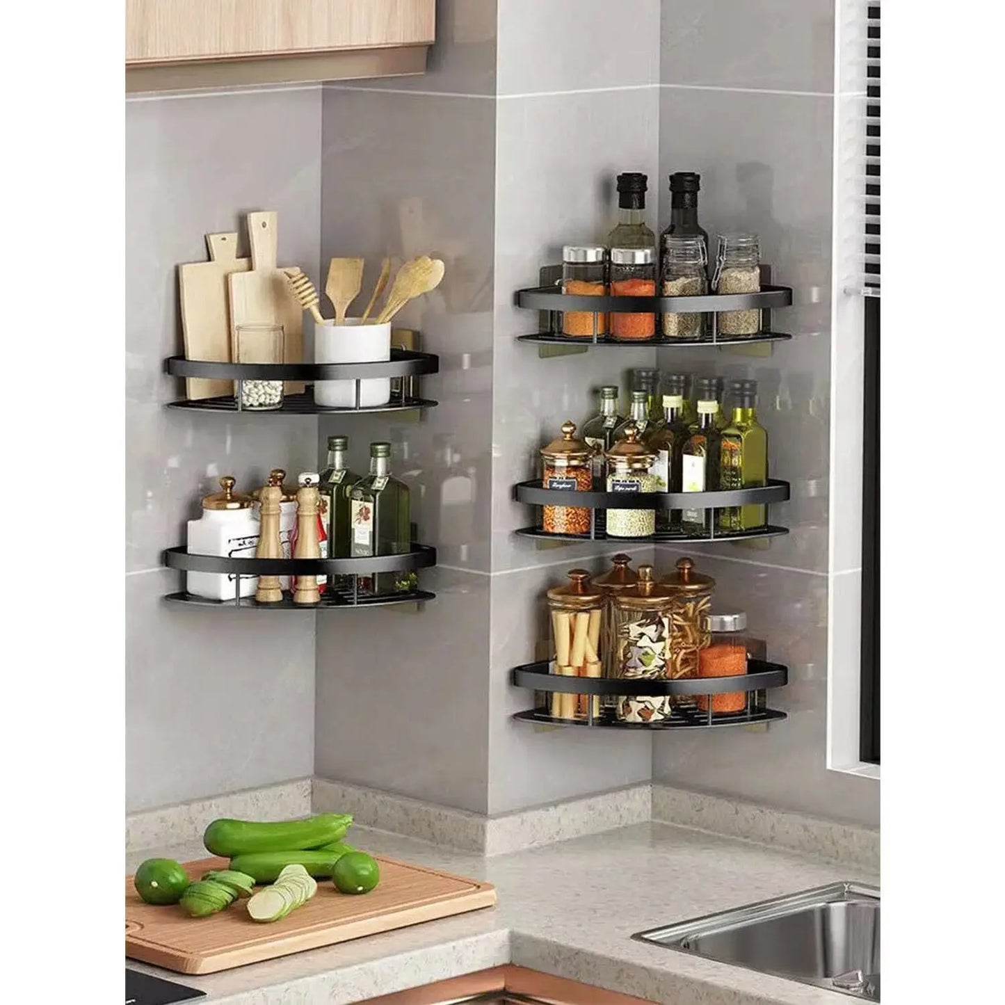 Bathroom Corner Shower Caddy Shelf Storage Rack 2 Tier Wall Tray Organiser HOT.