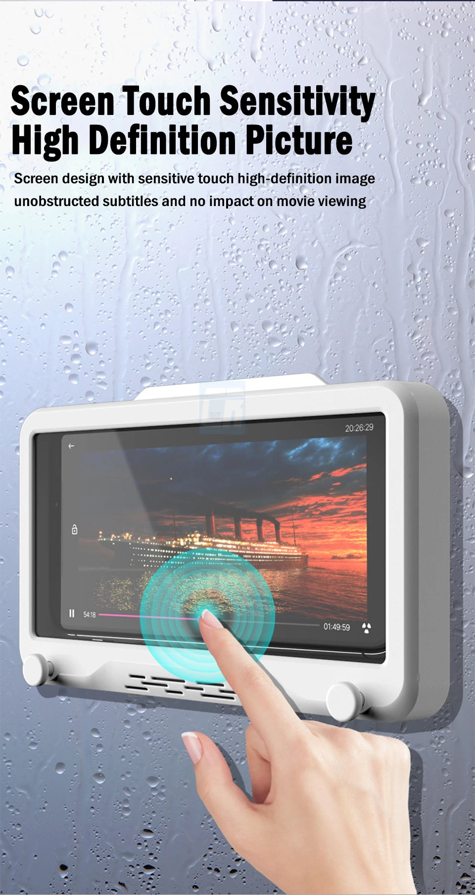Bathroom Waterproof Adjustable Rotation Wall Mount Phone Holder Stick Anti-fog Touch Screen Phone Stand Self-adhesive