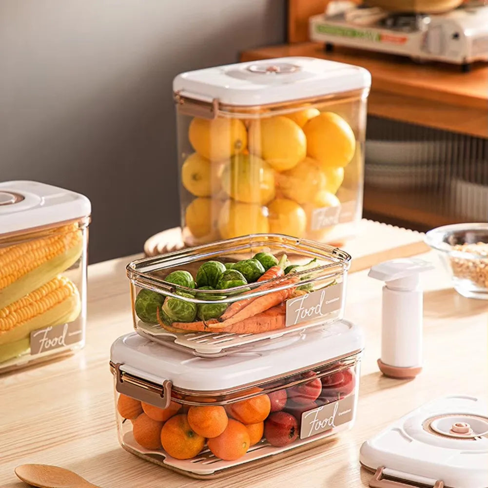 Vacuum storage box sealed grain tank household fresh-keeping box refrigerator drainable food storage container Kitchen Organizer