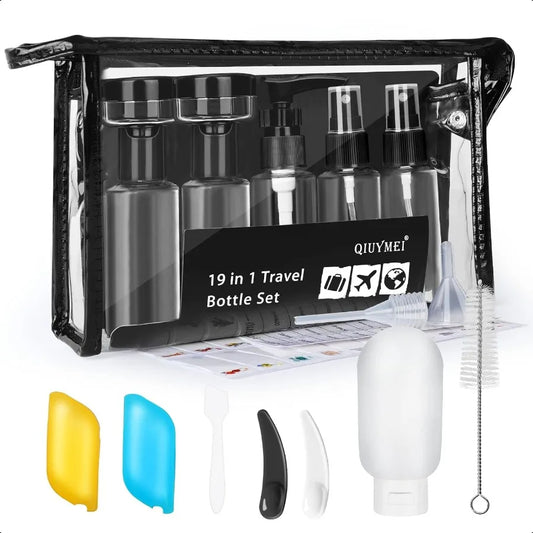 19 Pack Travel Bottles Set for Toiletries TSA Approved Travel Leak Proof Refillable Travel Accessories 2ozTravel Size Container