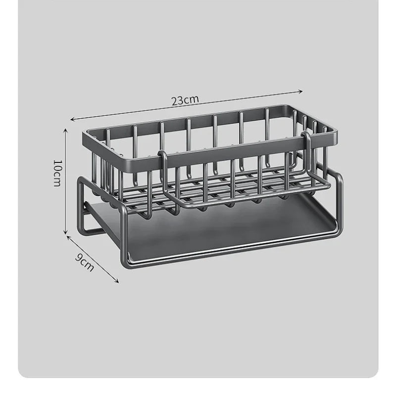 Kitchen Space Aluminum Sink Drain Rack Sponge Storage Faucet Holder Soap Drainer Shelf Basket Organizer Bathroom Accessories