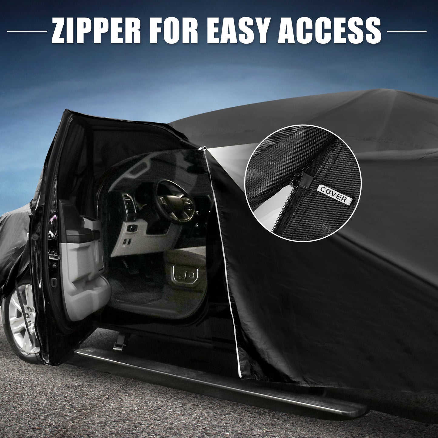 X Autohaux Truck Car Cover for Chevrolet Tahoe 4 Door 2007-2020 Aluminum Film Outdoor Full Car Cover with Driver Door Zipper