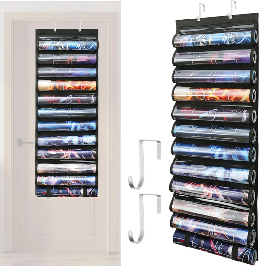 Playmat Holder - Portable Organiser Rack for TCG/RPG Mat, Compact Storage Solution for MTG & Collectible Game Mats with 2 Hooks