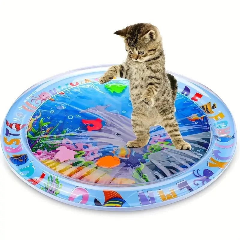 Pet Play Mat Interactive Water Mat Indoor Relief Cat Boredom Splash Pad, Summer Cooling Sleeping Mat