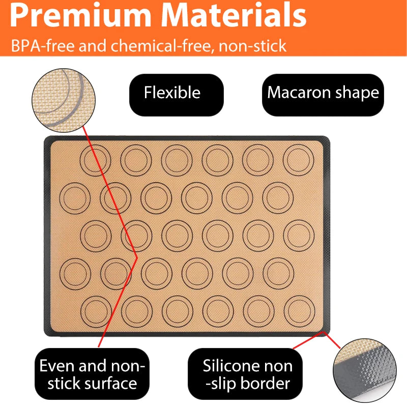 1PC Silicone Baking Mat for Oven, Reusable Non Stick Heat Resistant Bakeware Sheets Liner, Baking Tools for Cookie Macaron Bread
