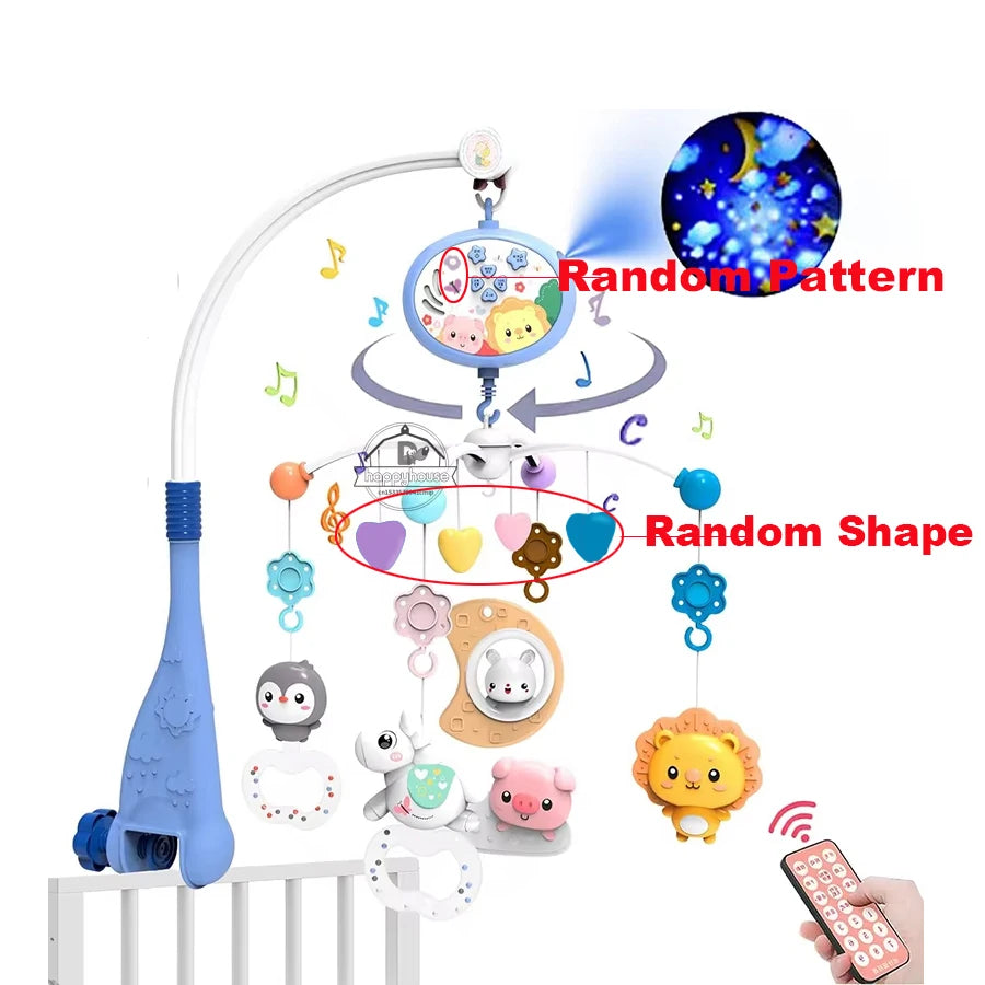 Musical Baby Crib Mobile with Lights Music Projection for Infants Remote Control Crib Toys for Newborn Baby Mobile for Crib Toys