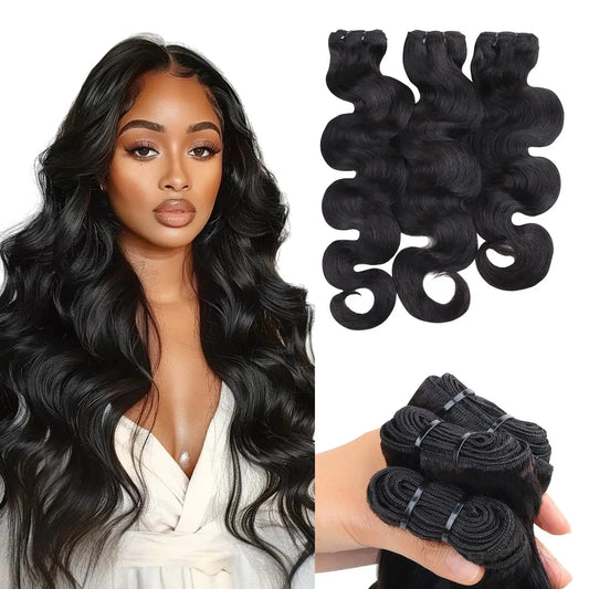 20 22 24 Inch Natural Black Body Wave 3 Bundles Brazilian Hair Water Wavy Weave Human Hair Bundles Hair Extensions For Women