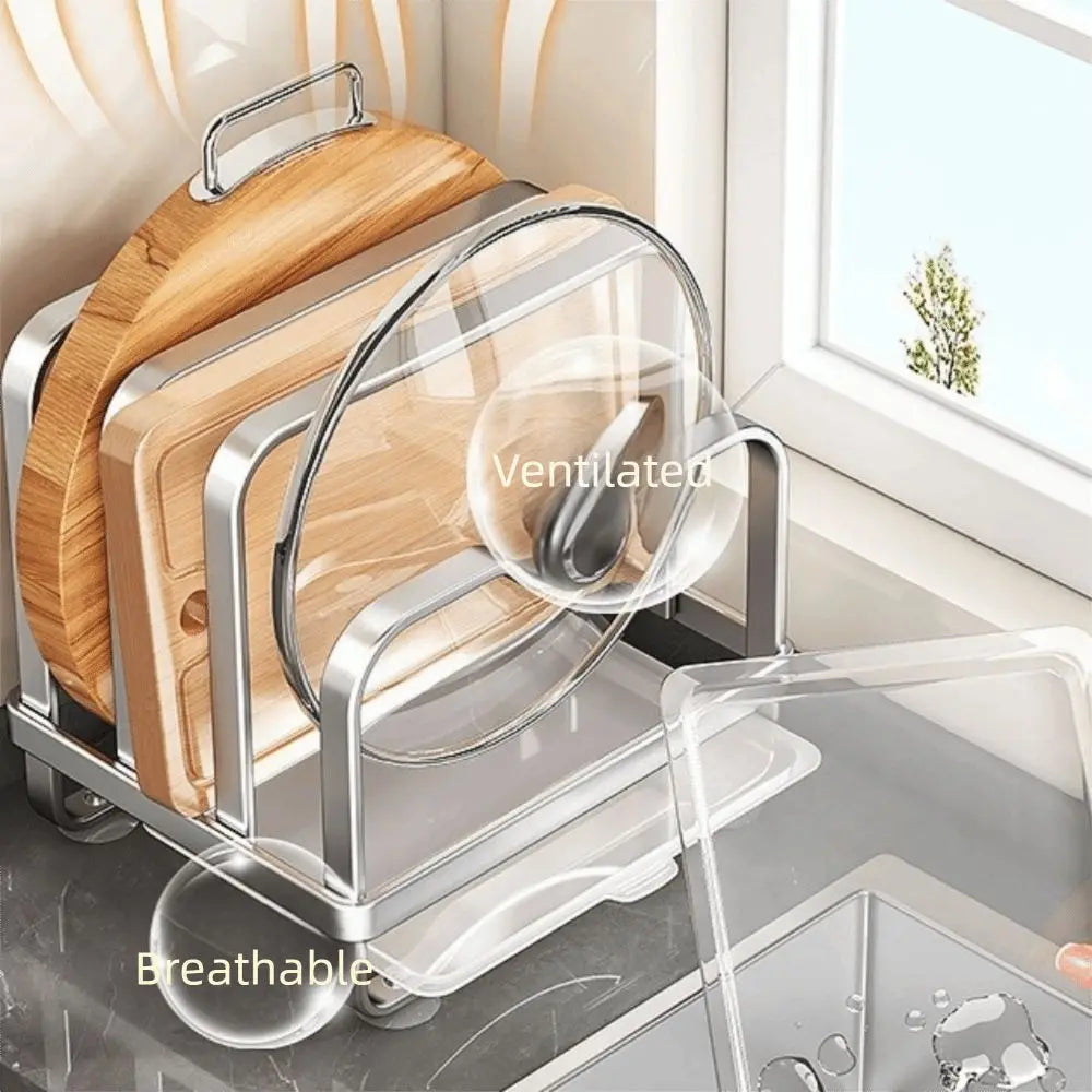 Vertical Cutting Board Holder Rustproof Anti-slip Pot Lid Storage Rack Moisture-proof Space Saving Chopping Board Organiser