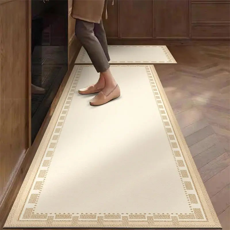Kitchen Rug Pvc Waterproof Leather Carpet Beige Long Floor Mat Non-slip Oil-proof Home Decoration Vinyl Rugs Alfombras De Cocina