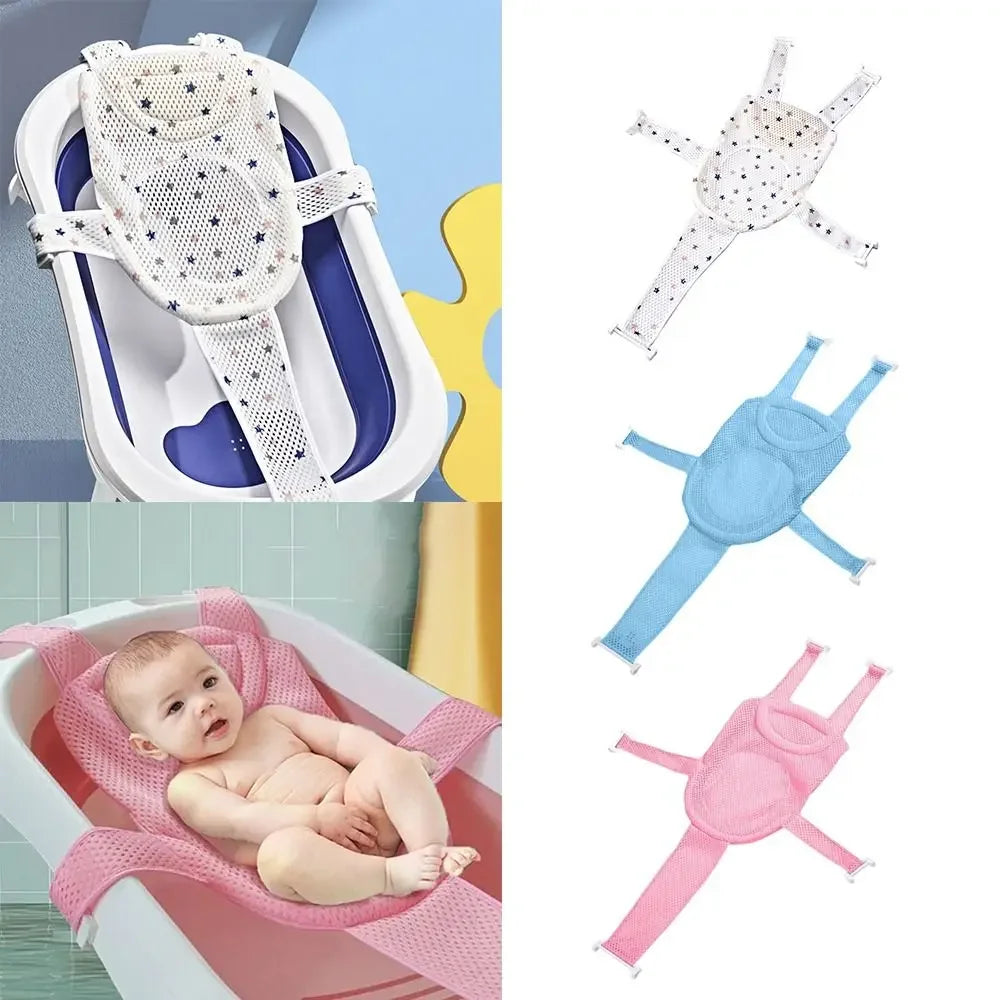 Baby Bath Net Mat Children Newborn Adjustable Bathtub Pillow Seat Cushion Cross-shaped Anti-slip Bathtub Shower Cradle Bed Seat