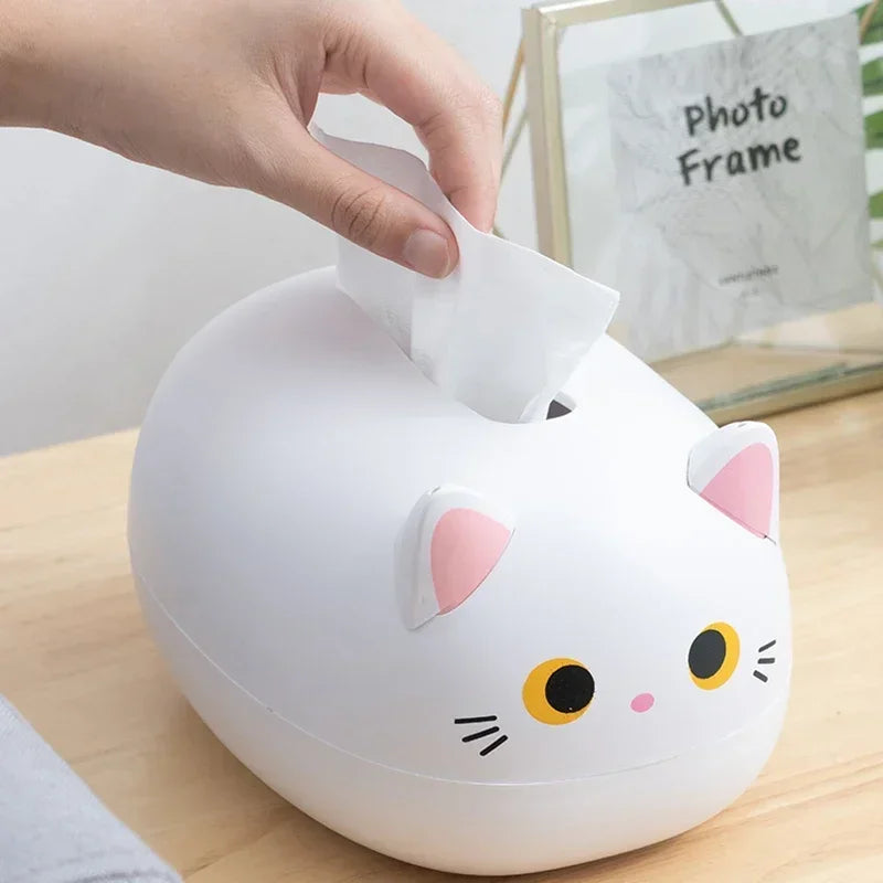 Kawaii Cat Tissue Box Living room Napkin Storage Box Kitchen Paper Container