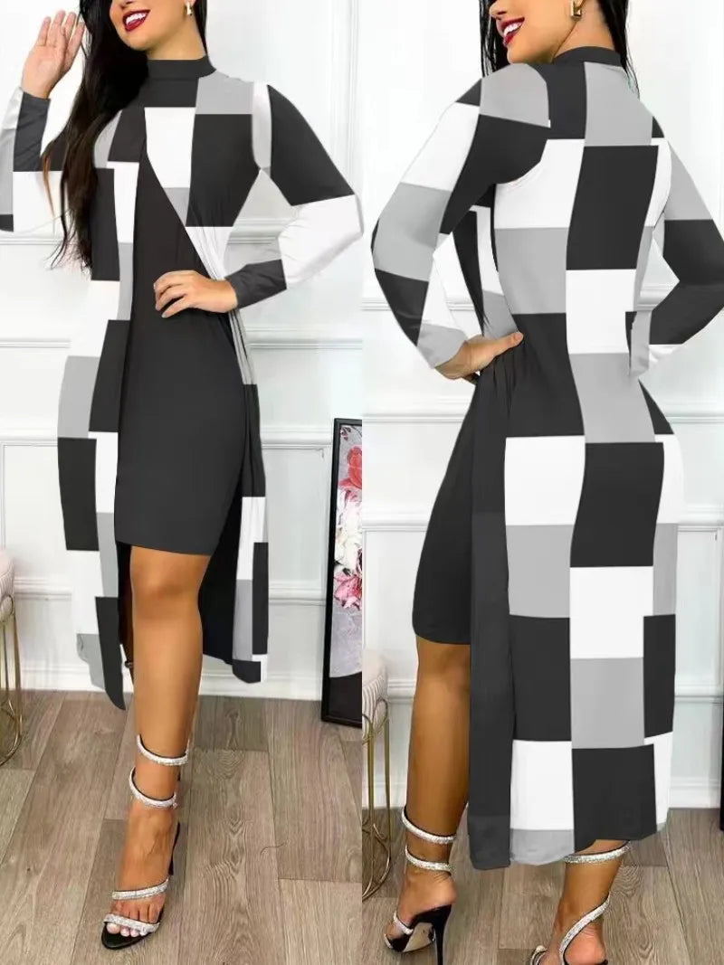 Two Piece Split Cardigan Dress