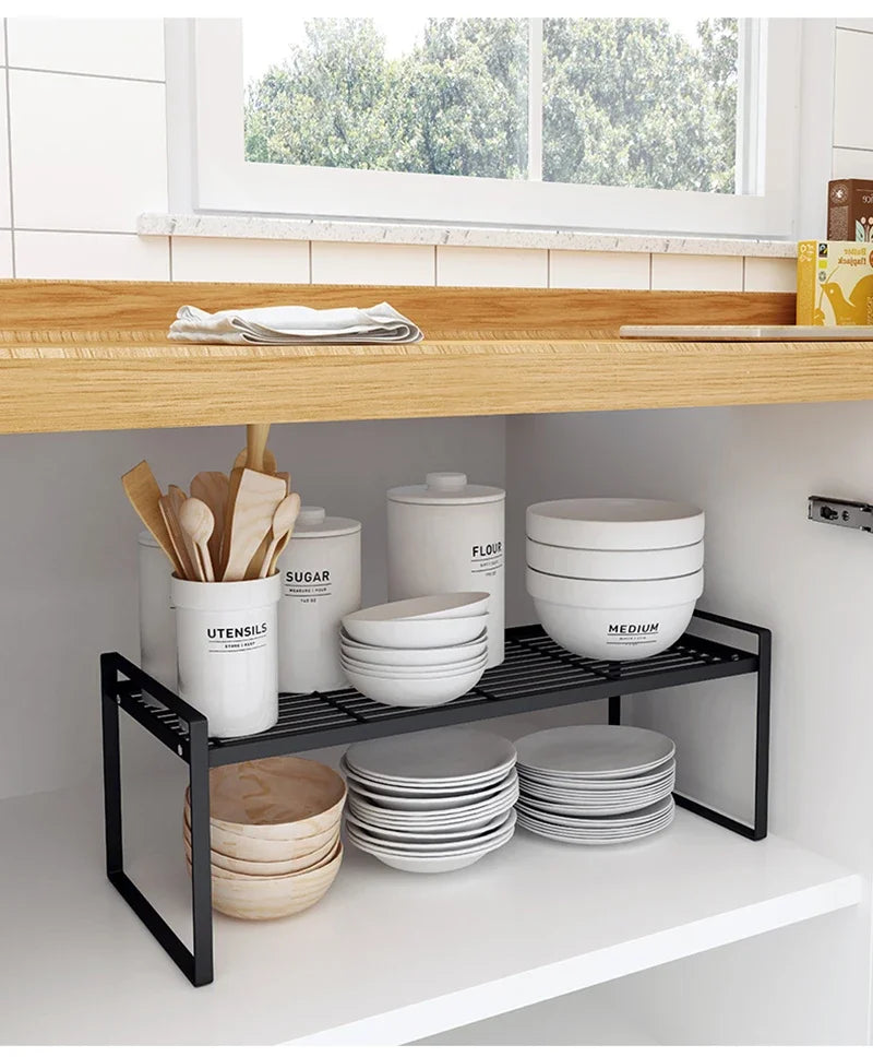 Steel Kitchen Dishes Bowl Storage Rack Kitchenware Utensils Drainer Shelf Cabinet Over Sink Cutlery Drying Holder Home Organiser