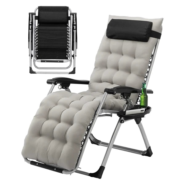 Infinity Zero Gravity Chair with Pad, Patio Chairs with Pillow and Utility Tray Adjustable Folding Recliner for Deck,Patio,Beach
