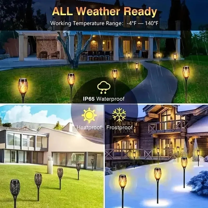 12 LED Solar Flame Torch Lights