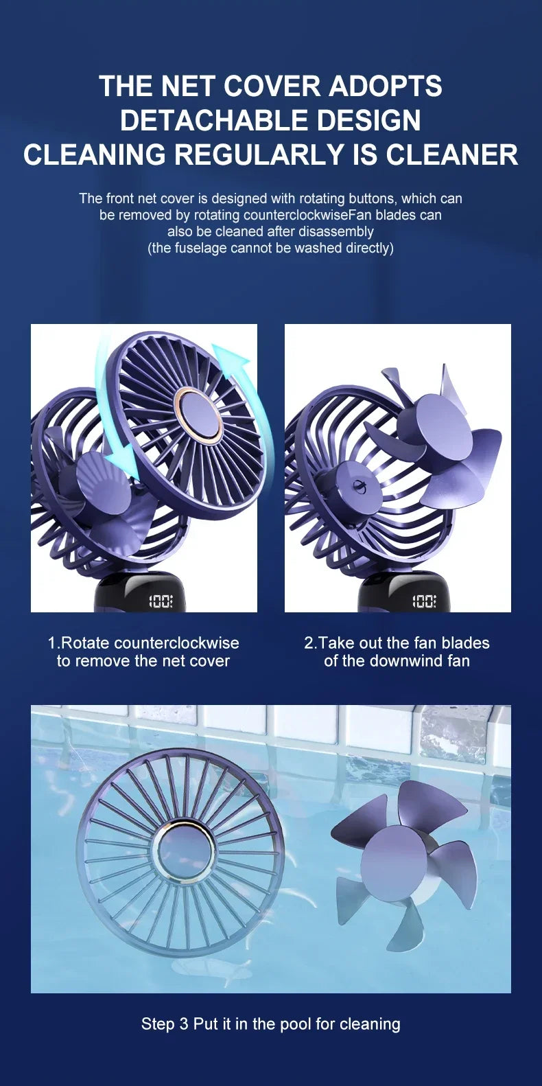 5 Speed Handheld USB Rechargeable Foldable Mini Fan 1800mAh