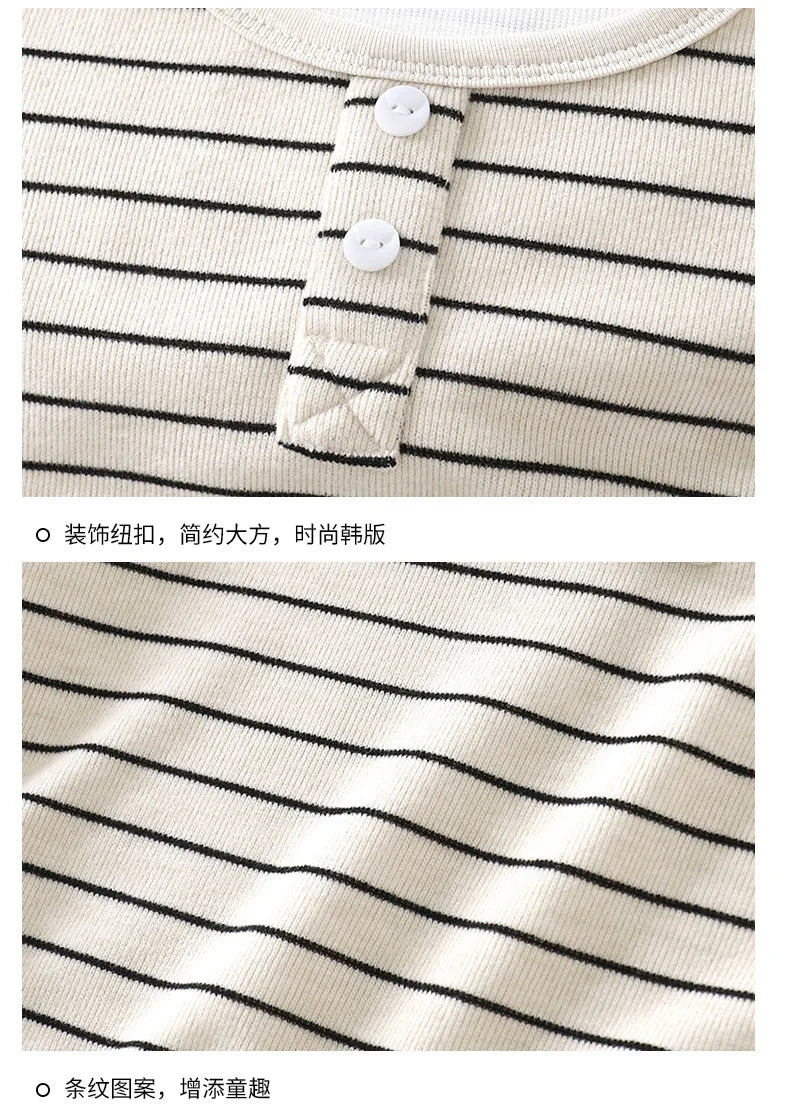 Kids Striped Long Sleeve Top, Soft Cotton Autumn Tee
