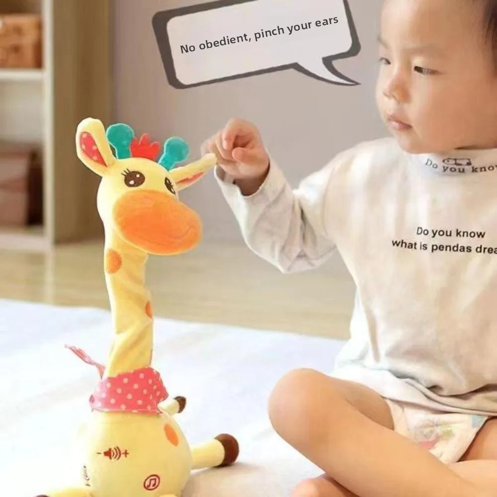 Repeating What You Say Dancing Talking Giraffe Toy with 10 Songs Adjustable Volume Stuffed Animal Toy Plush Musical