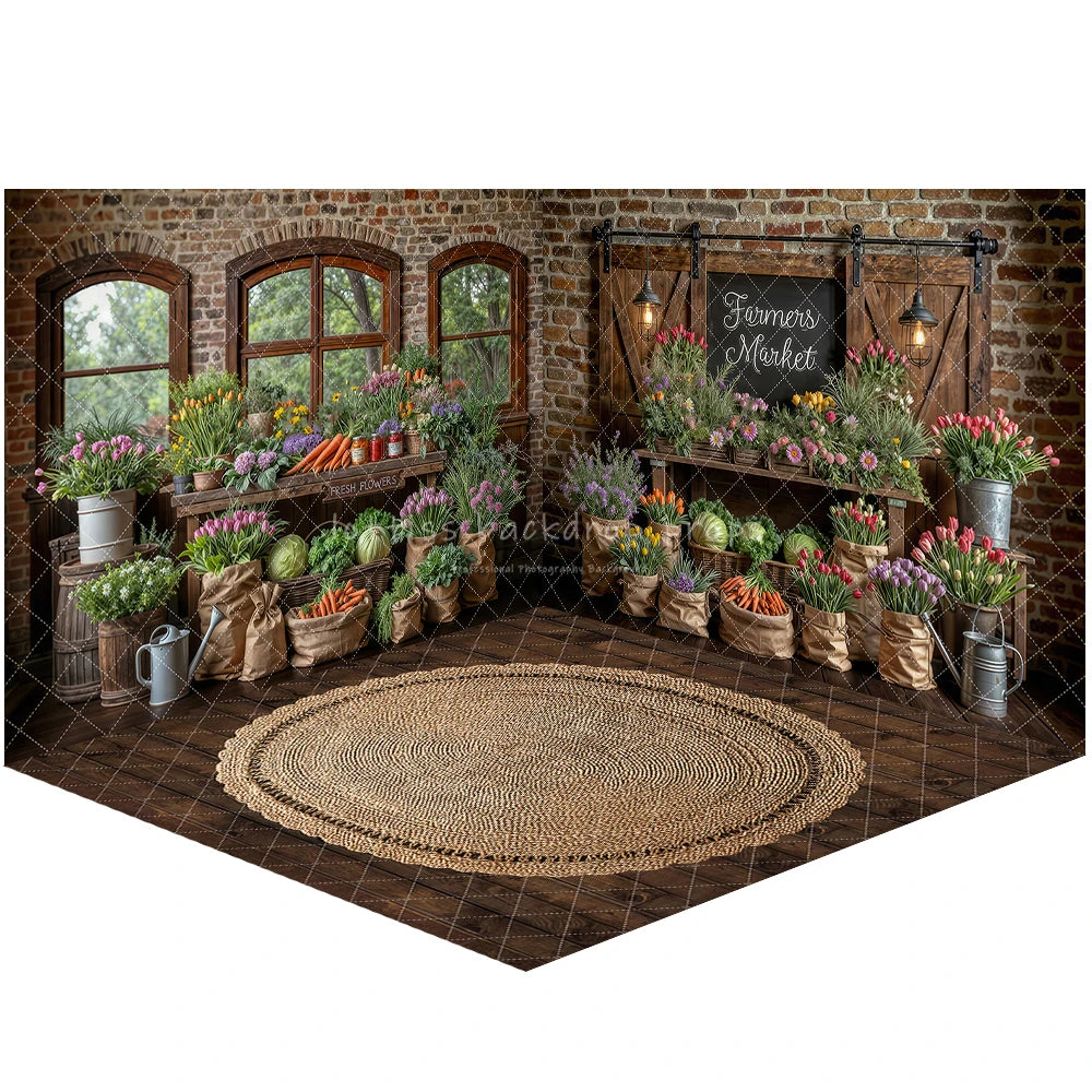 Valentine's Day Street Store Backdrops Kids Adult Photography Props Rose Garden Arch Floral Market Easter Bunny Backdrops