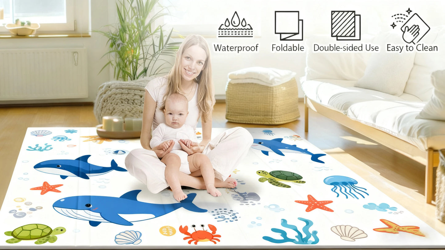 Foldable XPE Baby Play Mat Lightweight Non Toxic Crawling Mat for Newborn Portable Waterproof Play Rug Infants Travel Crawl Mat