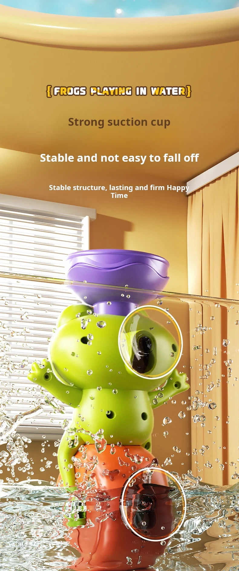 Cute Frog Waterwheel Bath Toy for Children Toddler Water Play Game in Bathroom Kid Shower Gift with Rotating Suction Cup