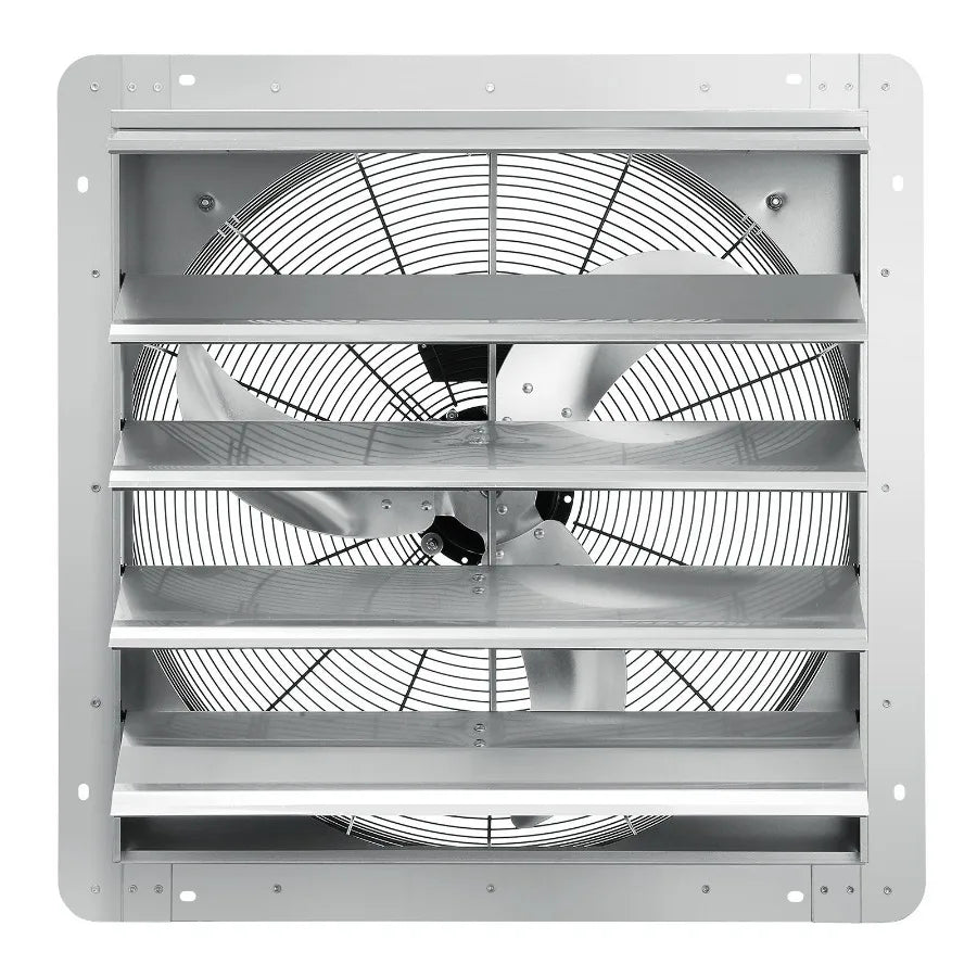 24'' Shutter Exhaust Fan Highspeed 3320 CFM Aluminum Wall Mount Attic Fan with ACmotor Ventilation and Cooling for Greenhouses