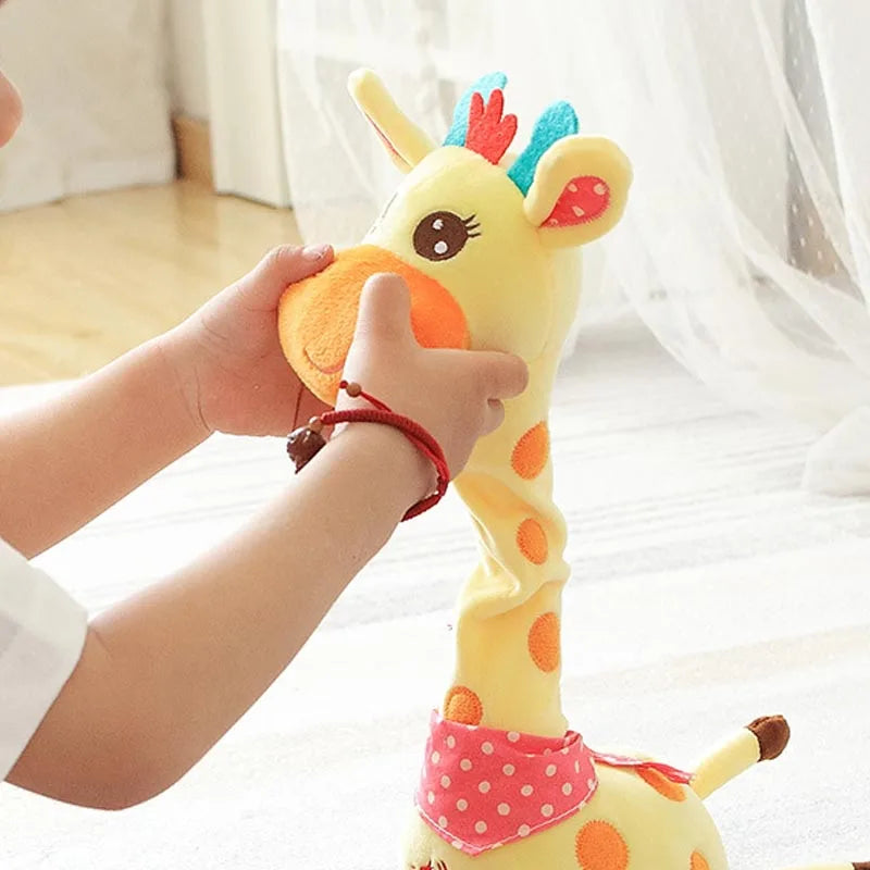 Cute Dancing Talking Giraffe Toy Repeating What You Say with 10 Songs Adjustable Volume Swaying Dancing Giraffe Musical Glowing