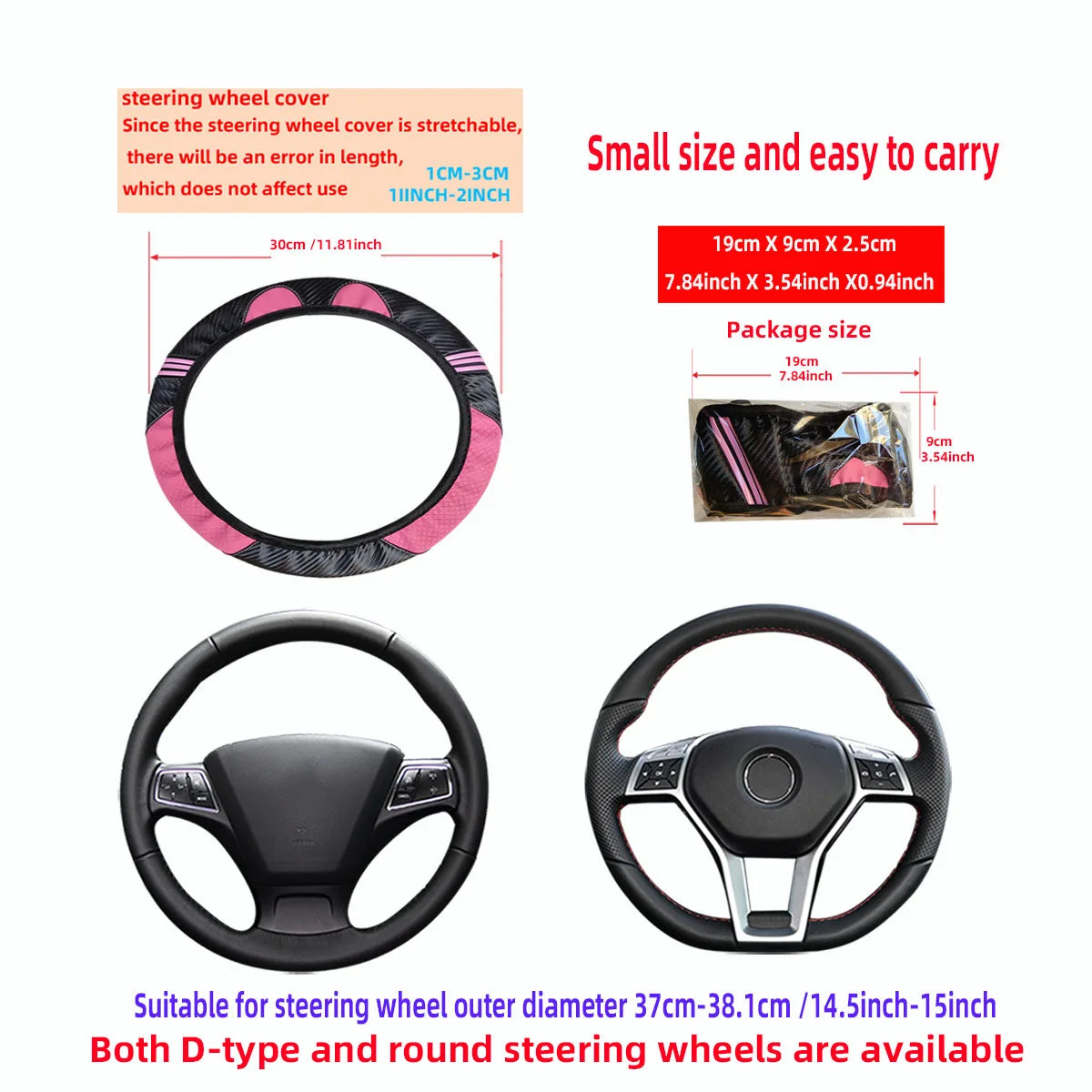 1 little monster PU embossed leather automotive supplies without inner ring steering wheel cover fits 14.5-15 inches